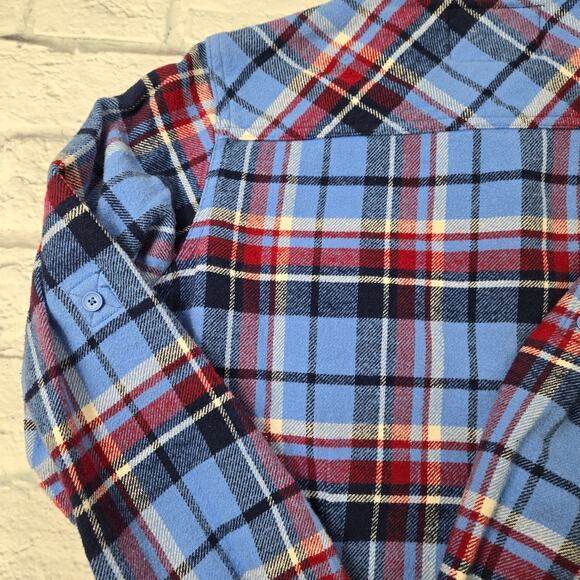 Women's Old Mill Blue Plaid Flannel Shirt Soft Cozy Medium Weight size Medium - Picture 6 of 12